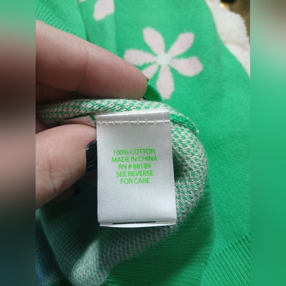 Lilly Pulitzer Tensley Cotton Sweater Spearmint Blossom Jacquard Womens XL - Picture 4 of 8